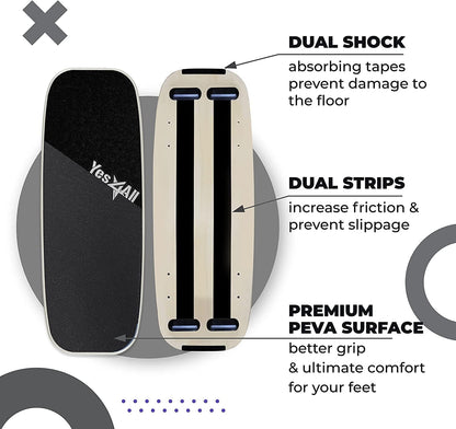 Balance Board Sports Trainer, Surf Trainer Board With Adjustable Stoppers, Improve Core Strength and Balance Control