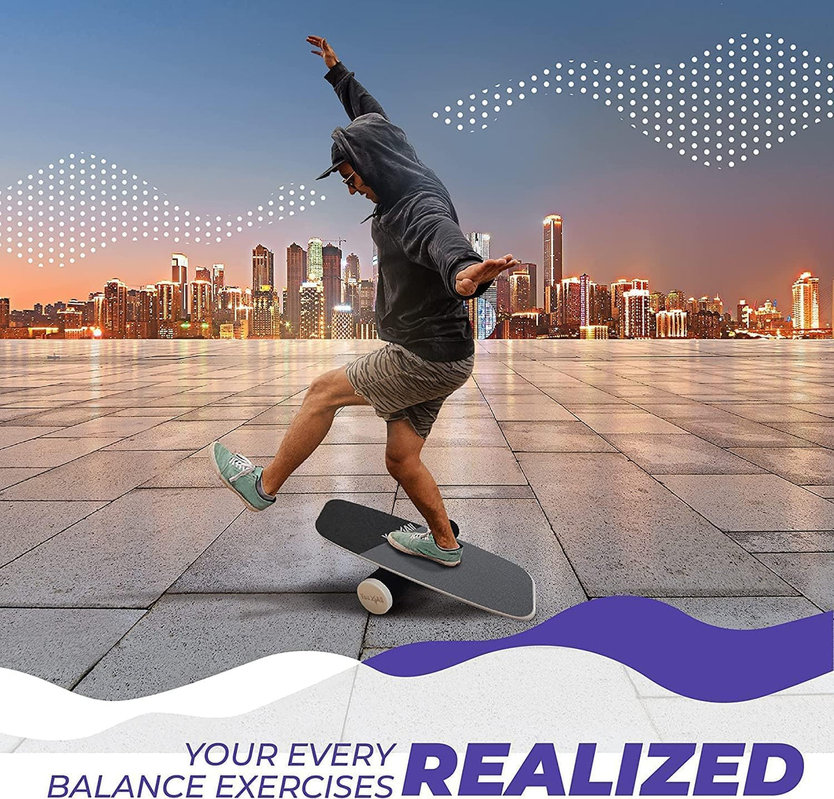 Balance Board Sports Trainer, Surf Trainer Board With Adjustable Stoppers, Improve Core Strength and Balance Control