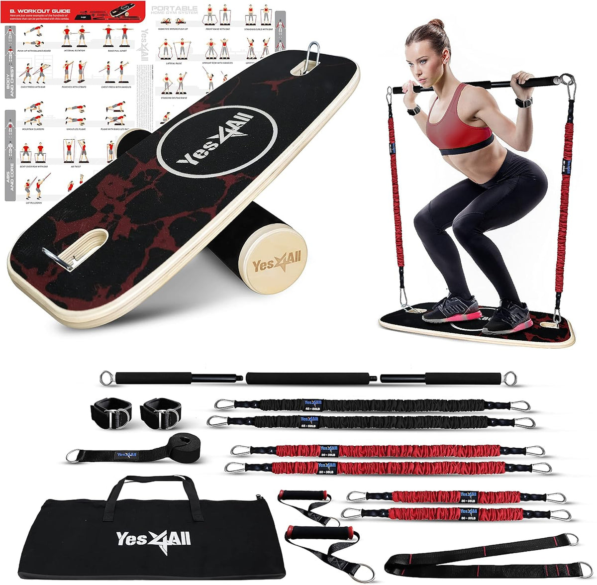 Balance Board Sports Trainer, Surf Trainer Board With Adjustable Stoppers, Improve Core Strength and Balance Control