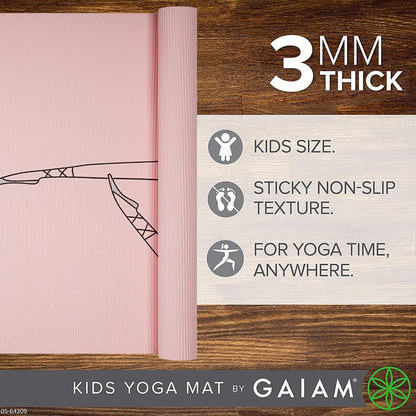 Kids Yoga Mat Exercise Mat, Yoga for Kids with Fun Prints - Playtime for Babies, Active & Calm Toddlers and Young Children