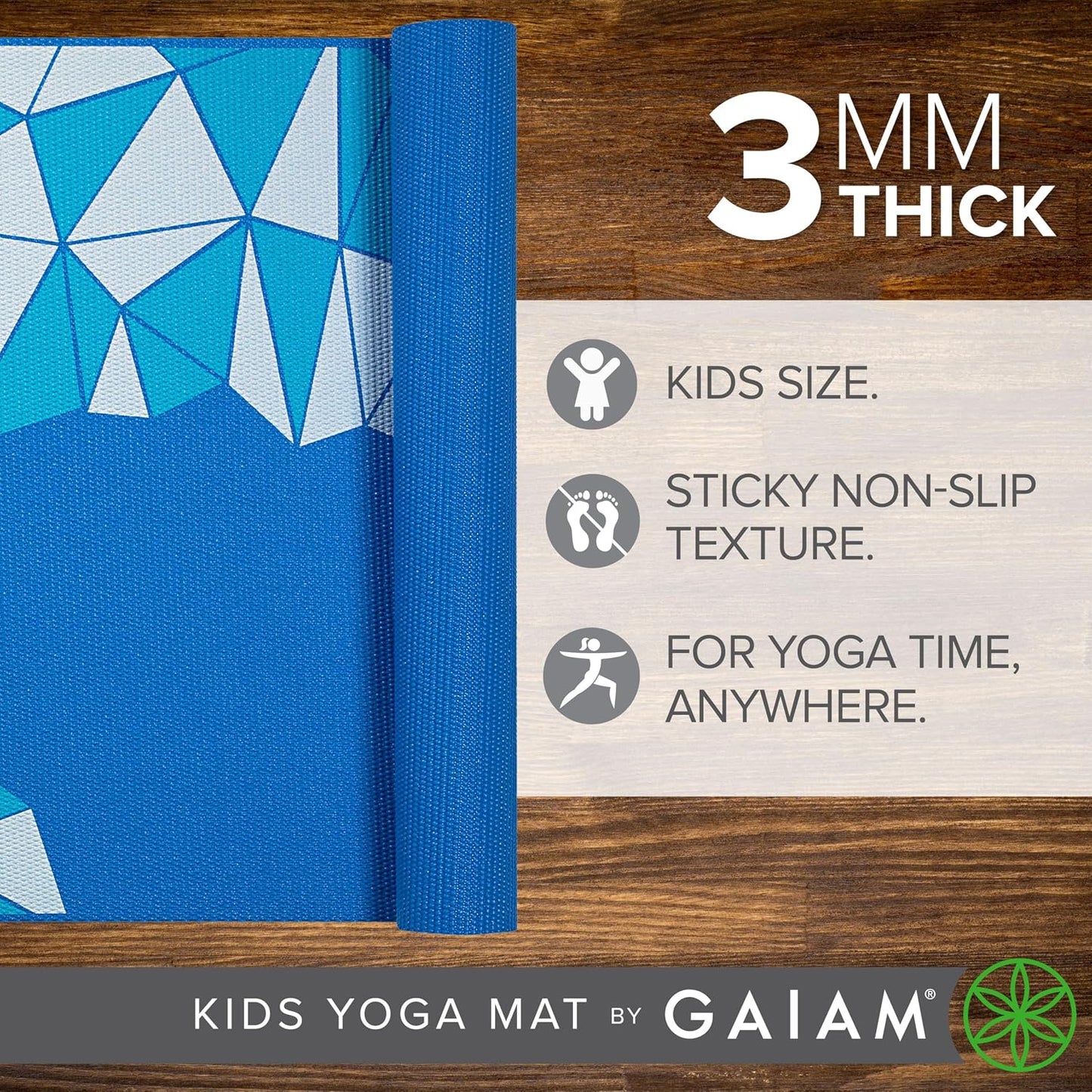 Kids Yoga Mat Exercise Mat, Yoga for Kids with Fun Prints - Playtime for Babies, Active & Calm Toddlers and Young Children
