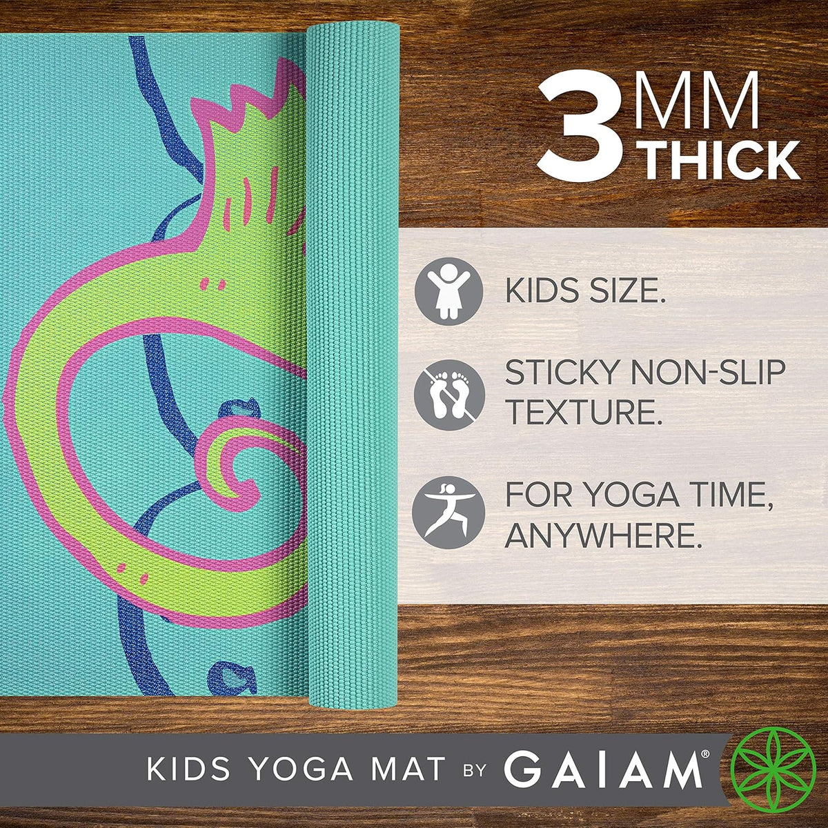 Kids Yoga Mat Exercise Mat, Yoga for Kids with Fun Prints - Playtime for Babies, Active & Calm Toddlers and Young Children