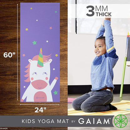 Kids Yoga Mat Exercise Mat, Yoga for Kids with Fun Prints - Playtime for Babies, Active & Calm Toddlers and Young Children