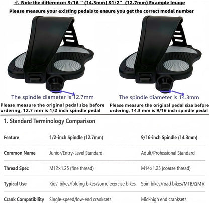 Pro-Grade Exercise Bike Pedals with Adjustable Straps - 9/16" & 1/2" Spindle for Indoor Peloton/Schwinn/Spin Bikes | Heavy-Duty PP Plastic & PVC Straps + 500lb Capacity