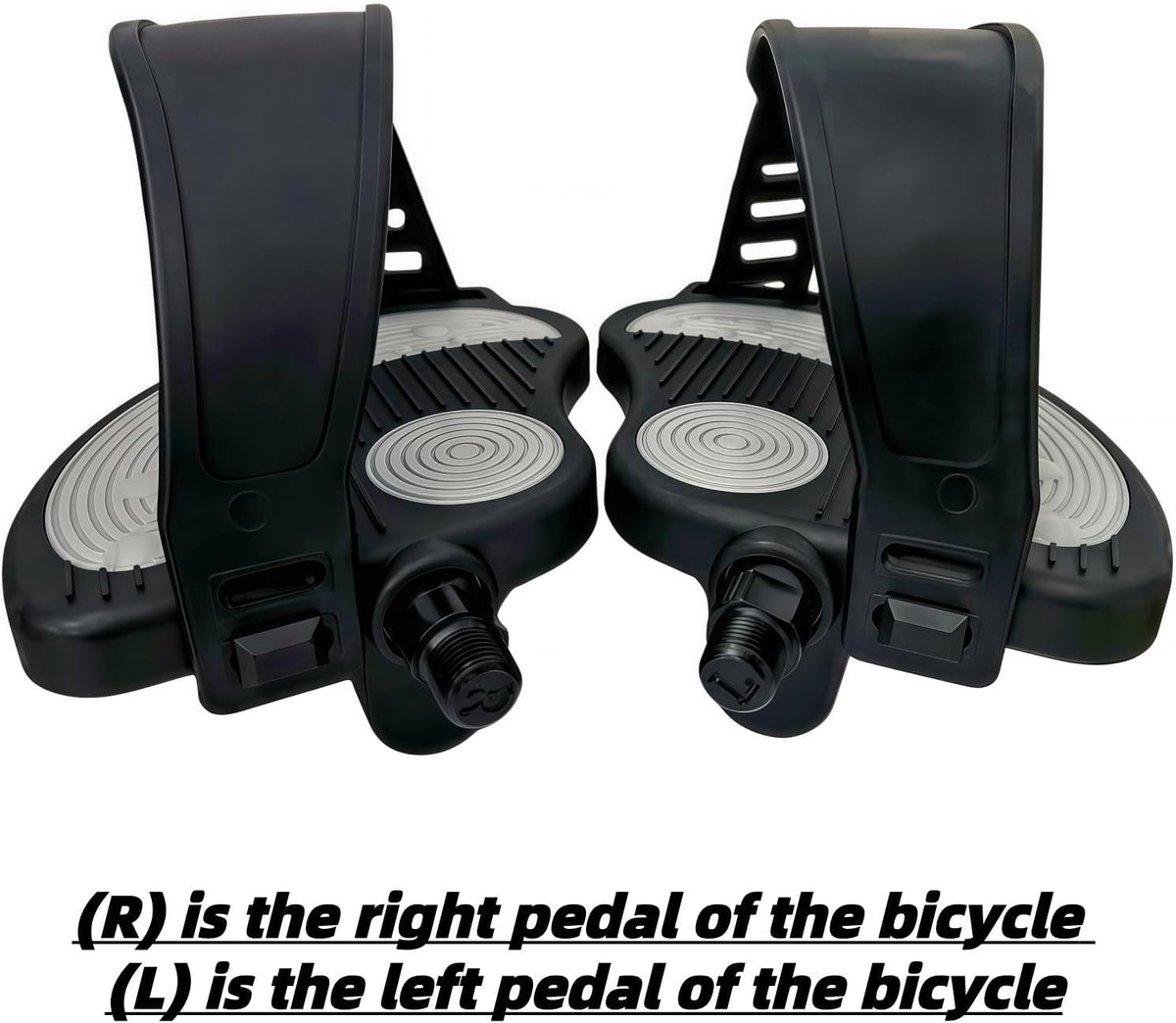 Pro-Grade Exercise Bike Pedals with Adjustable Straps - 9/16" & 1/2" Spindle for Indoor Peloton/Schwinn/Spin Bikes | Heavy-Duty PP Plastic & PVC Straps + 500lb Capacity