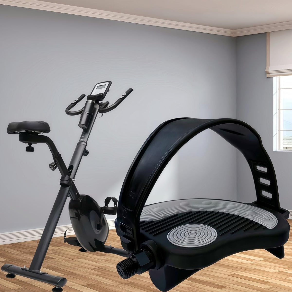 Pro-Grade Exercise Bike Pedals with Adjustable Straps - 9/16" & 1/2" Spindle for Indoor Peloton/Schwinn/Spin Bikes | Heavy-Duty PP Plastic & PVC Straps + 500lb Capacity