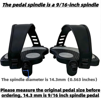Pro-Grade Exercise Bike Pedals with Adjustable Straps - 9/16" & 1/2" Spindle for Indoor Peloton/Schwinn/Spin Bikes | Heavy-Duty PP Plastic & PVC Straps + 500lb Capacity