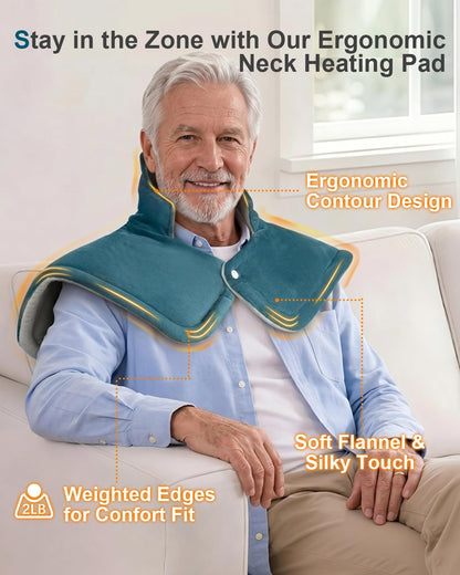 Heating Pad for Neck Shoulders Back, Upgraded PTC+NTC Even Heating, Versatile Electric Heated Neck Wrap for Full-Body Relax, Birthday Gifts for Women Men Mom Dad Wife Husband, ETL Safety Certified