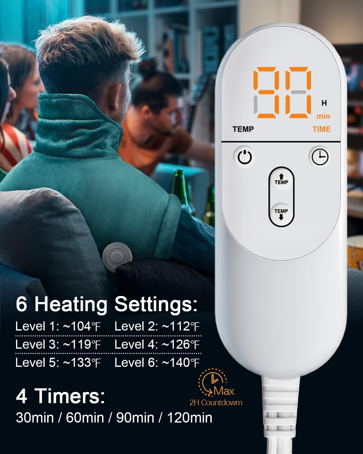 Heating Pad for Neck Shoulders Back, Upgraded PTC+NTC Even Heating, Versatile Electric Heated Neck Wrap for Full-Body Relax, Birthday Gifts for Women Men Mom Dad Wife Husband, ETL Safety Certified