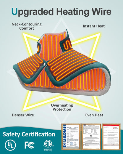 Heating Pad for Neck Shoulders Back, Upgraded PTC+NTC Even Heating, Versatile Electric Heated Neck Wrap for Full-Body Relax, Birthday Gifts for Women Men Mom Dad Wife Husband, ETL Safety Certified