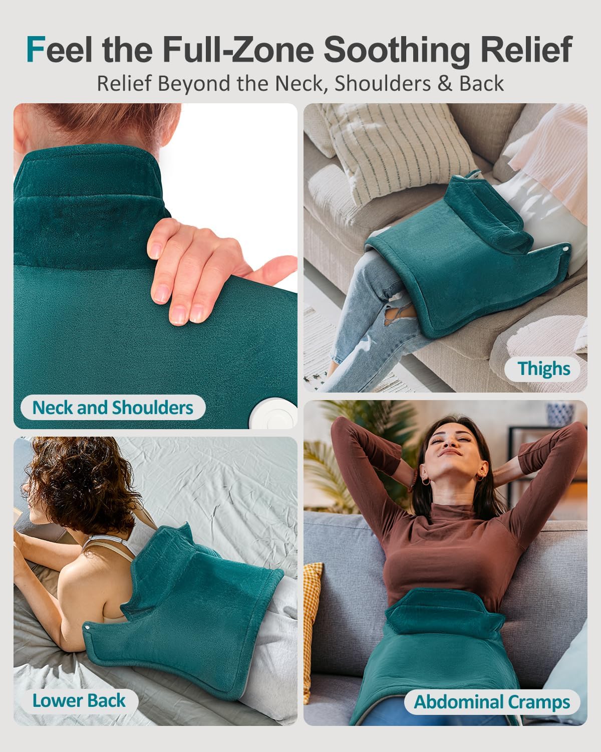 Heating Pad for Neck Shoulders Back, Upgraded PTC+NTC Even Heating, Versatile Electric Heated Neck Wrap for Full-Body Relax, Birthday Gifts for Women Men Mom Dad Wife Husband, ETL Safety Certified