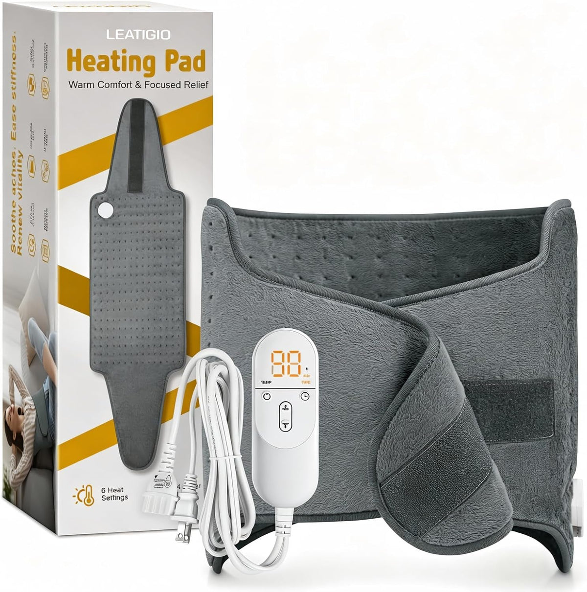 Heating Pad for Neck Shoulders Back, Upgraded PTC+NTC Even Heating, Versatile Electric Heated Neck Wrap for Full-Body Relax, Birthday Gifts for Women Men Mom Dad Wife Husband, ETL Safety Certified