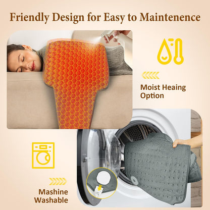 Heating Pad for Neck Shoulders Back, Upgraded PTC+NTC Even Heating, Versatile Electric Heated Neck Wrap for Full-Body Relax, Birthday Gifts for Women Men Mom Dad Wife Husband, ETL Safety Certified