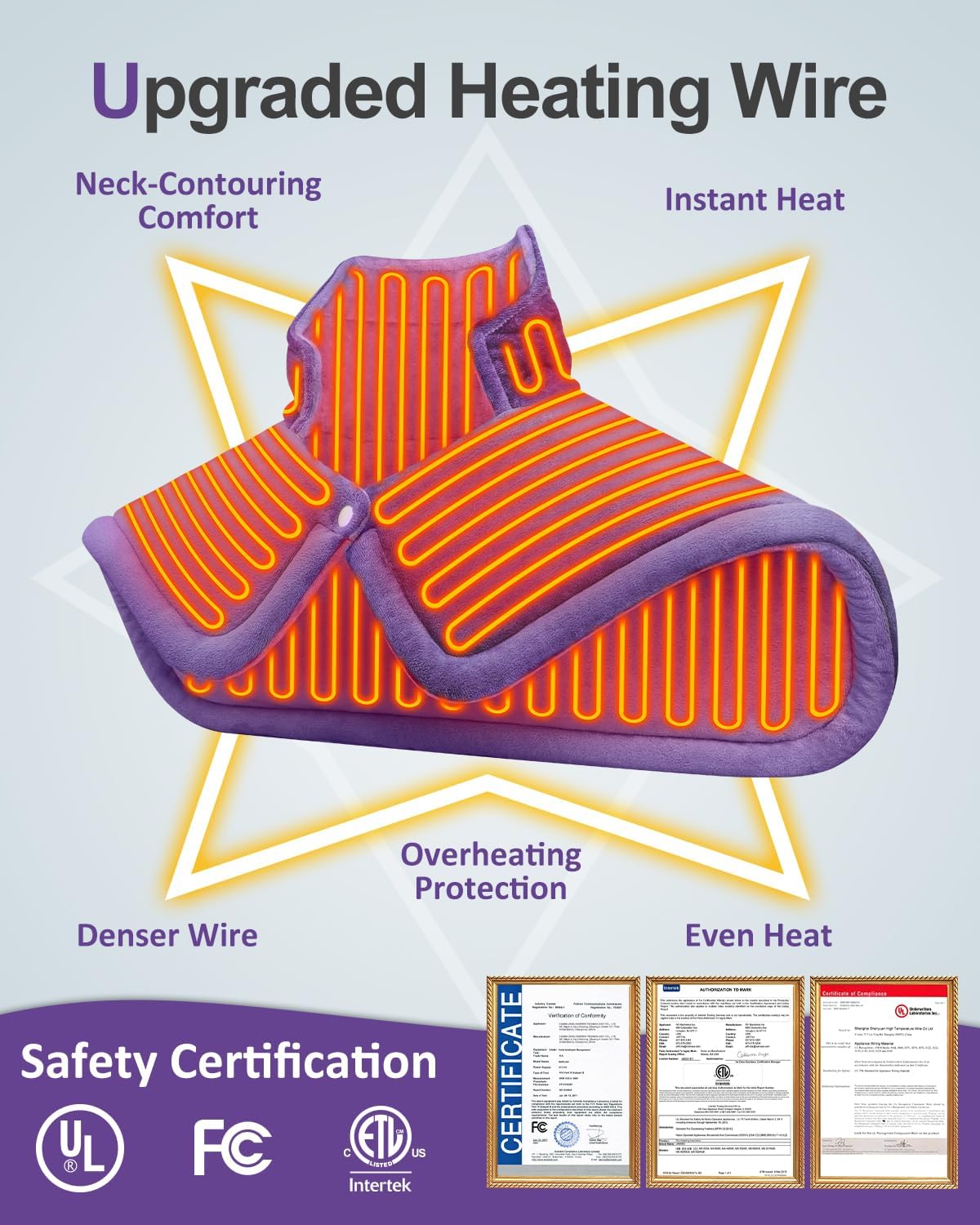Heating Pad for Neck Shoulders Back, Upgraded PTC+NTC Even Heating, Versatile Electric Heated Neck Wrap for Full-Body Relax, Birthday Gifts for Women Men Mom Dad Wife Husband, ETL Safety Certified