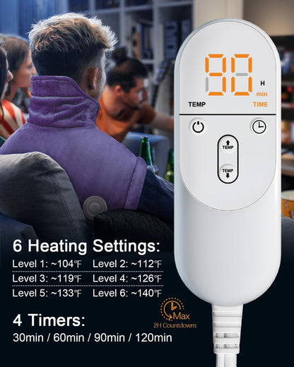Heating Pad for Neck Shoulders Back, Upgraded PTC+NTC Even Heating, Versatile Electric Heated Neck Wrap for Full-Body Relax, Birthday Gifts for Women Men Mom Dad Wife Husband, ETL Safety Certified