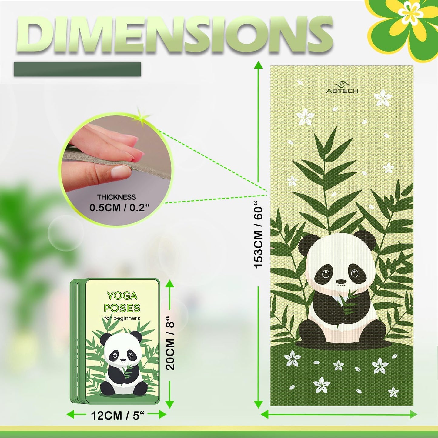 Kids Yoga Mat Set - Comfortable Dinosaur Kid Yoga Mat Boy with 12 Yoga Cards, Storage Bag, Beige Play Mat Thick for Gymnastics Mat, Exercise Mat, No-Toxic and Non-Slip for Ages 3-12