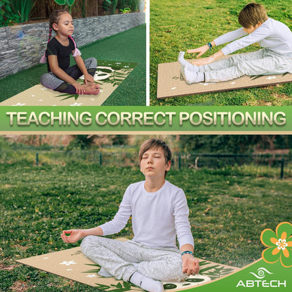 Kids Yoga Mat Set - Comfortable Dinosaur Kid Yoga Mat Boy with 12 Yoga Cards, Storage Bag, Beige Play Mat Thick for Gymnastics Mat, Exercise Mat, No-Toxic and Non-Slip for Ages 3-12