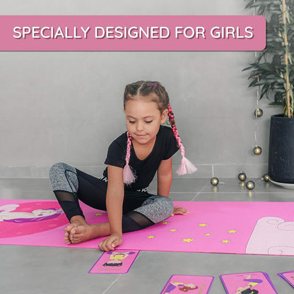 Kids Yoga Mat Set - Comfortable Dinosaur Kid Yoga Mat Boy with 12 Yoga Cards, Storage Bag, Beige Play Mat Thick for Gymnastics Mat, Exercise Mat, No-Toxic and Non-Slip for Ages 3-12
