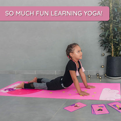 Kids Yoga Mat Set - Comfortable Dinosaur Kid Yoga Mat Boy with 12 Yoga Cards, Storage Bag, Beige Play Mat Thick for Gymnastics Mat, Exercise Mat, No-Toxic and Non-Slip for Ages 3-12