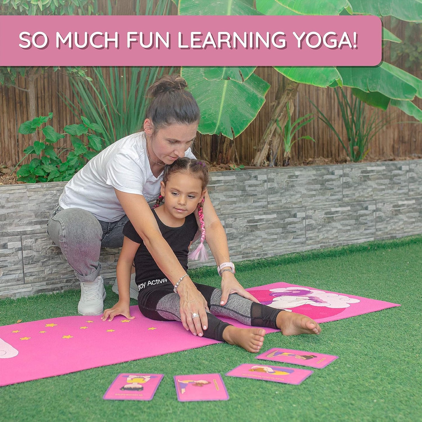 Kids Yoga Mat Set - Comfortable Dinosaur Kid Yoga Mat Boy with 12 Yoga Cards, Storage Bag, Beige Play Mat Thick for Gymnastics Mat, Exercise Mat, No-Toxic and Non-Slip for Ages 3-12