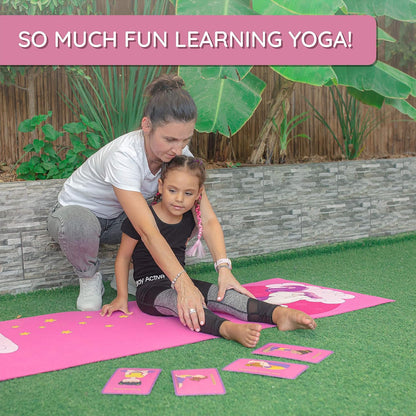 Kids Yoga Mat Set - Comfortable Dinosaur Kid Yoga Mat Boy with 12 Yoga Cards, Storage Bag, Beige Play Mat Thick for Gymnastics Mat, Exercise Mat, No-Toxic and Non-Slip for Ages 3-12