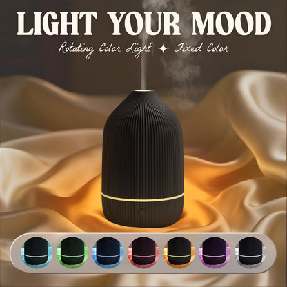 Essential Oil Diffuser, 100ml Aromatherapy Diffuser, Mini Ultrasonic Diffuser for Essential Oil, Home, Office, Cool Mist Humidifier with 7 Led Light, Auto Shut-Off, White