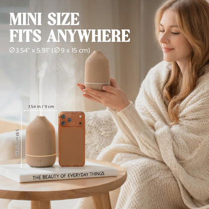 Essential Oil Diffuser, 100ml Aromatherapy Diffuser, Mini Ultrasonic Diffuser for Essential Oil, Home, Office, Cool Mist Humidifier with 7 Led Light, Auto Shut-Off, White