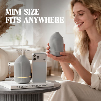 Essential Oil Diffuser, 100ml Aromatherapy Diffuser, Mini Ultrasonic Diffuser for Essential Oil, Home, Office, Cool Mist Humidifier with 7 Led Light, Auto Shut-Off, White