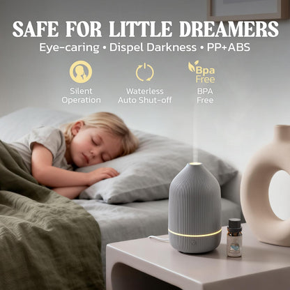 Essential Oil Diffuser, 100ml Aromatherapy Diffuser, Mini Ultrasonic Diffuser for Essential Oil, Home, Office, Cool Mist Humidifier with 7 Led Light, Auto Shut-Off, White