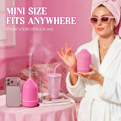 Essential Oil Diffuser, 100ml Aromatherapy Diffuser, Mini Ultrasonic Diffuser for Essential Oil, Home, Office, Cool Mist Humidifier with 7 Led Light, Auto Shut-Off, White