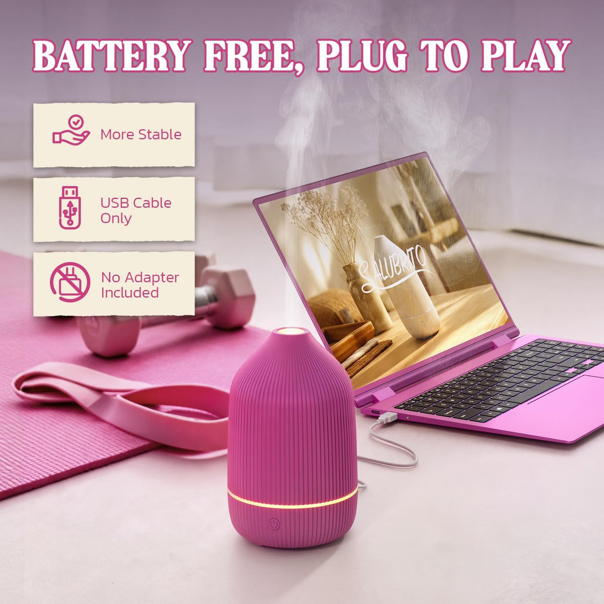 Essential Oil Diffuser, 100ml Aromatherapy Diffuser, Mini Ultrasonic Diffuser for Essential Oil, Home, Office, Cool Mist Humidifier with 7 Led Light, Auto Shut-Off, White