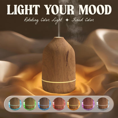 Essential Oil Diffuser, 100ml Aromatherapy Diffuser, Mini Ultrasonic Diffuser for Essential Oil, Home, Office, Cool Mist Humidifier with 7 Led Light, Auto Shut-Off, White