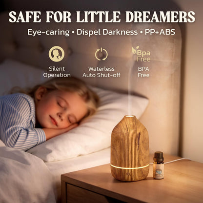 Essential Oil Diffuser, 100ml Aromatherapy Diffuser, Mini Ultrasonic Diffuser for Essential Oil, Home, Office, Cool Mist Humidifier with 7 Led Light, Auto Shut-Off, White