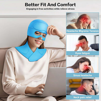 3 in 1 Migraine Relief Cap Neck Ice Pack Wrap Gel and Ice Eye Masks, Detachable Ice Caps with Eyes Masks, Hot and Cold Therapy for Relief of Headaches, Stiff Neck and Eye Fatigue