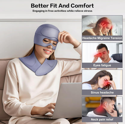 3 in 1 Migraine Relief Cap Neck Ice Pack Wrap Gel and Ice Eye Masks, Detachable Ice Caps with Eyes Masks, Hot and Cold Therapy for Relief of Headaches, Stiff Neck and Eye Fatigue
