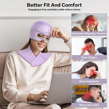 3 in 1 Migraine Relief Cap Neck Ice Pack Wrap Gel and Ice Eye Masks, Detachable Ice Caps with Eyes Masks, Hot and Cold Therapy for Relief of Headaches, Stiff Neck and Eye Fatigue