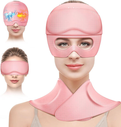 3 in 1 Migraine Relief Cap Neck Ice Pack Wrap Gel and Ice Eye Masks, Detachable Ice Caps with Eyes Masks, Hot and Cold Therapy for Relief of Headaches, Stiff Neck and Eye Fatigue