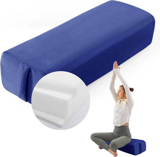 Yoga Bolster Pillow, Triple-Layer Sponge Rectangular Yoga Bolster with Carry Handle Meditation Pillow with Washable Cover for Restorative, Meditation
