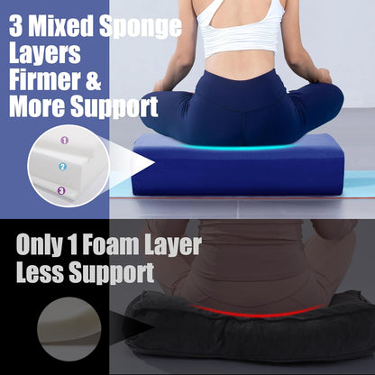 Yoga Bolster Pillow, Triple-Layer Sponge Rectangular Yoga Bolster with Carry Handle Meditation Pillow with Washable Cover for Restorative, Meditation