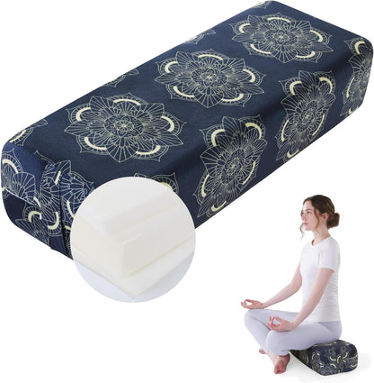 Yoga Bolster Pillow, Triple-Layer Sponge Rectangular Yoga Bolster with Carry Handle Meditation Pillow with Washable Cover for Restorative, Meditation