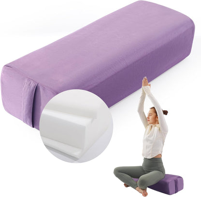 Yoga Bolster Pillow, Triple-Layer Sponge Rectangular Yoga Bolster with Carry Handle Meditation Pillow with Washable Cover for Restorative, Meditation