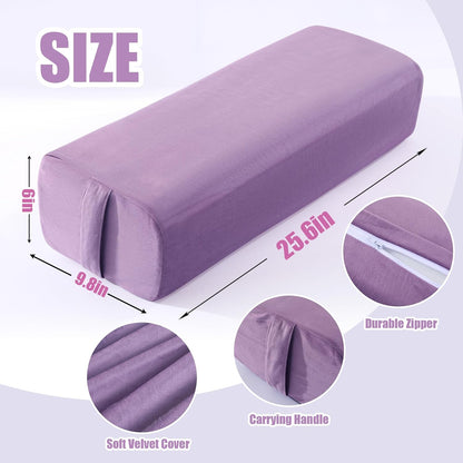 Yoga Bolster Pillow, Triple-Layer Sponge Rectangular Yoga Bolster with Carry Handle Meditation Pillow with Washable Cover for Restorative, Meditation