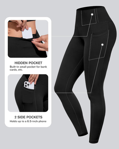 Leggings with Pockets for Women, High Waisted Tummy Control Workout Yoga Pants