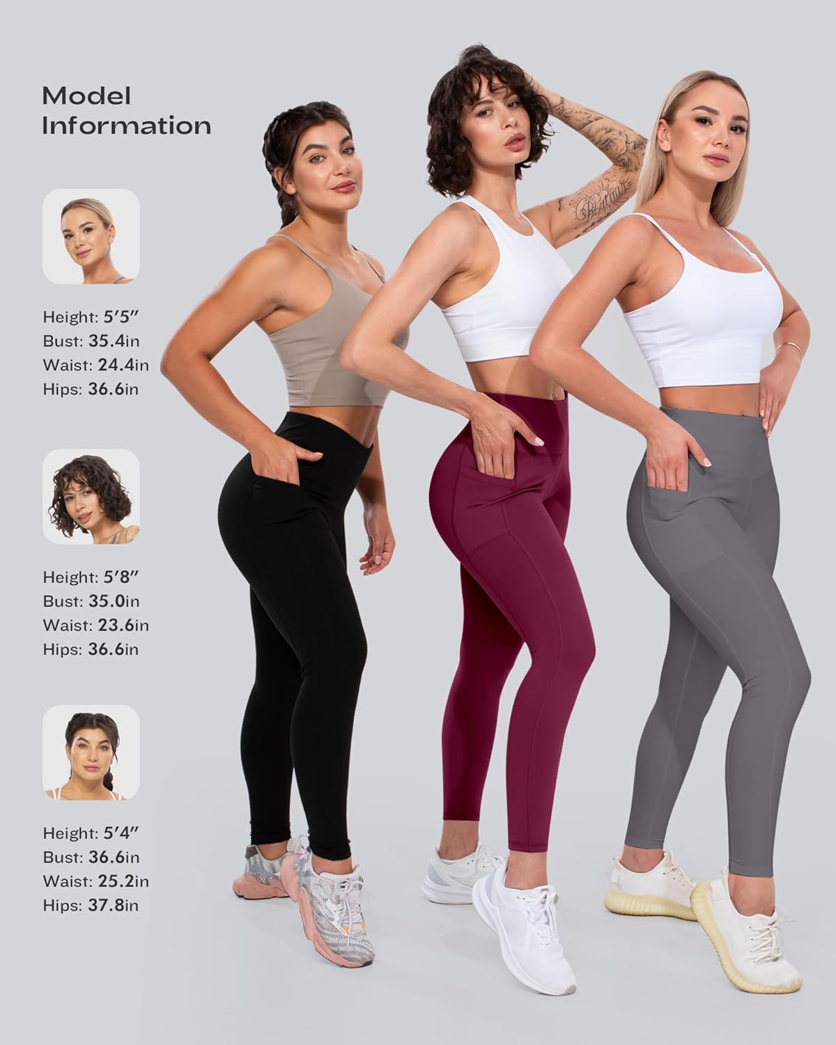 Leggings with Pockets for Women, High Waisted Tummy Control Workout Yoga Pants