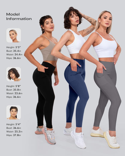 Leggings with Pockets for Women, High Waisted Tummy Control Workout Yoga Pants