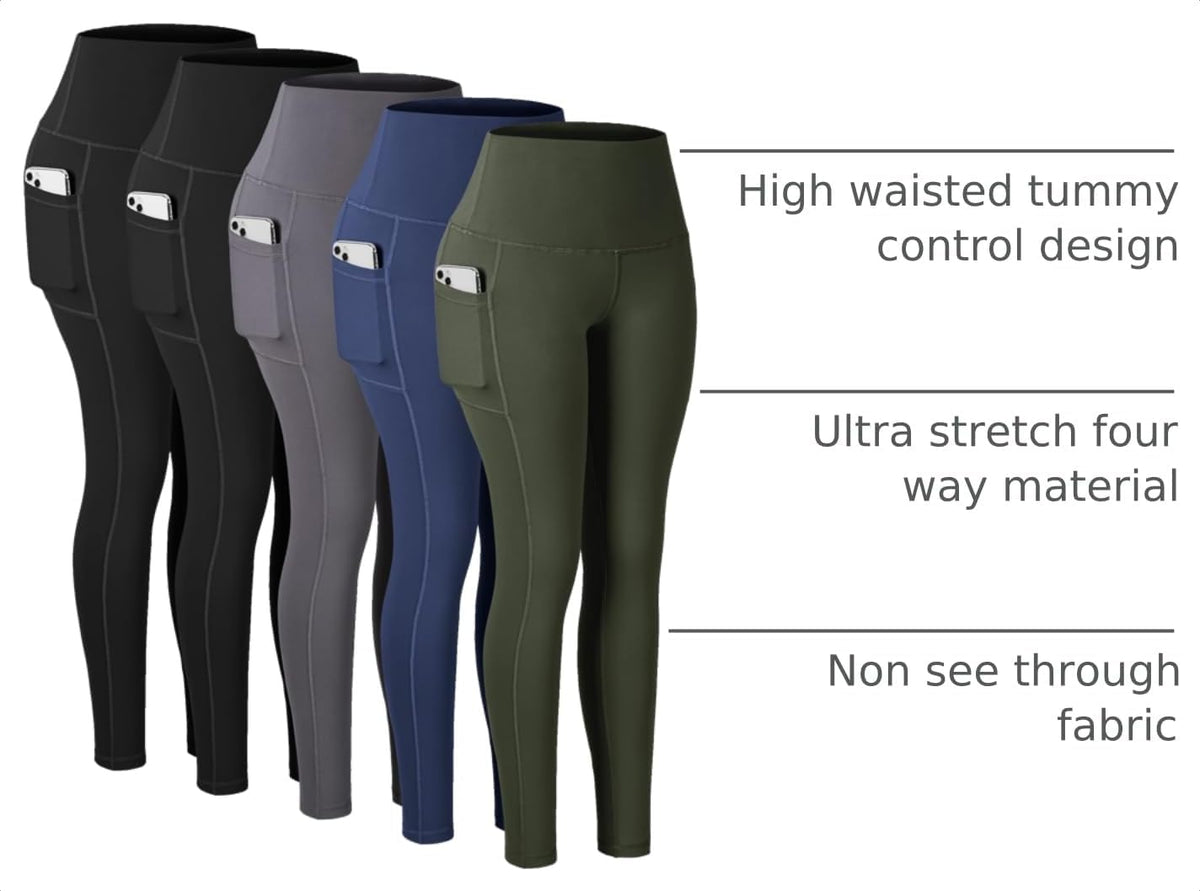 Leggings with Pockets for Women, High Waisted Tummy Control Workout Yoga Pants