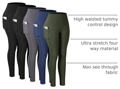 Leggings with Pockets for Women, High Waisted Tummy Control Workout Yoga Pants