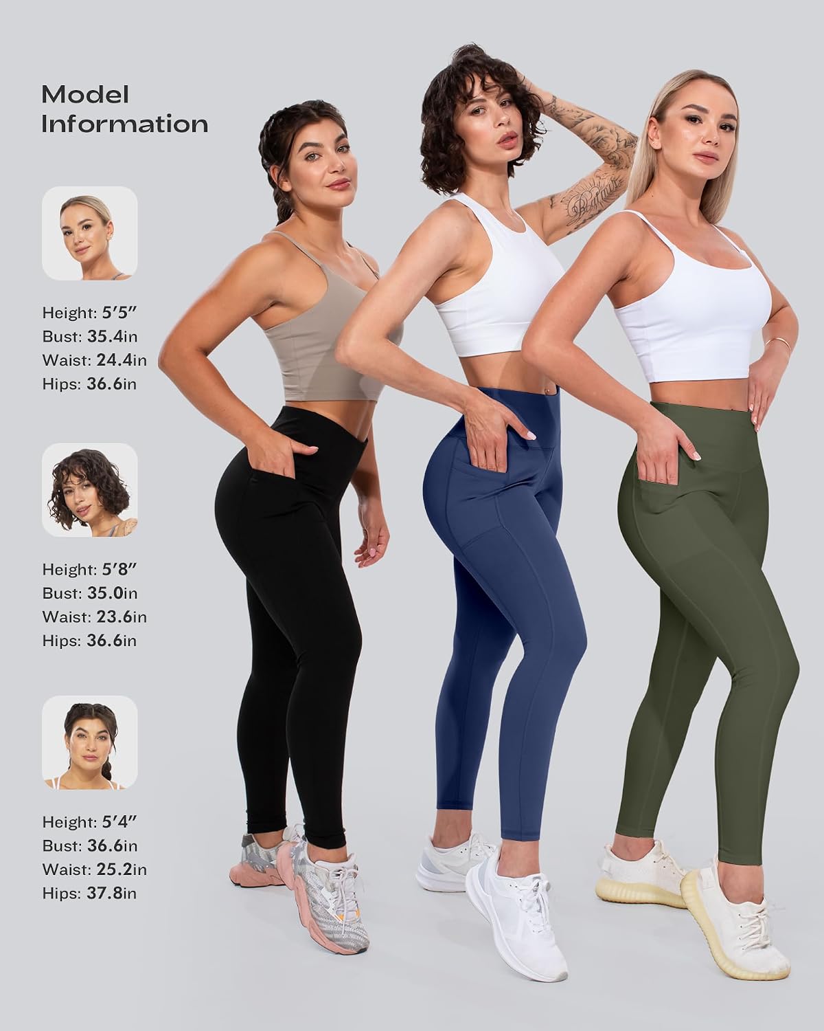 Leggings with Pockets for Women, High Waisted Tummy Control Workout Yoga Pants