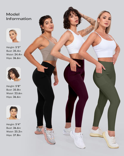 Leggings with Pockets for Women, High Waisted Tummy Control Workout Yoga Pants