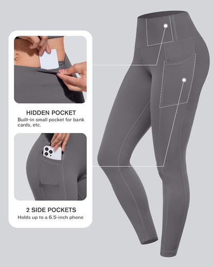 Leggings with Pockets for Women, High Waisted Tummy Control Workout Yoga Pants